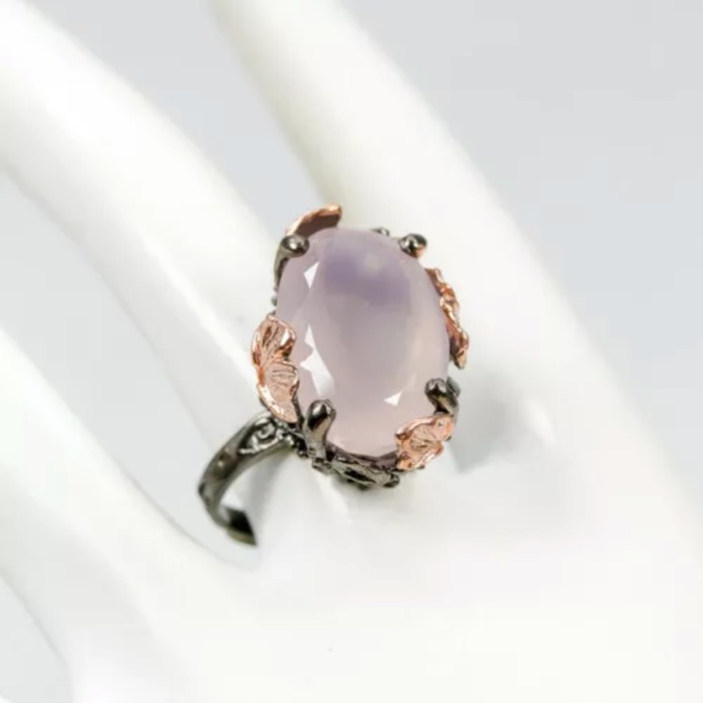 🌸HANDCRAFTED NATURAL ROSE QUARTZ STERLING RING🌸 - Picture 6 of 6